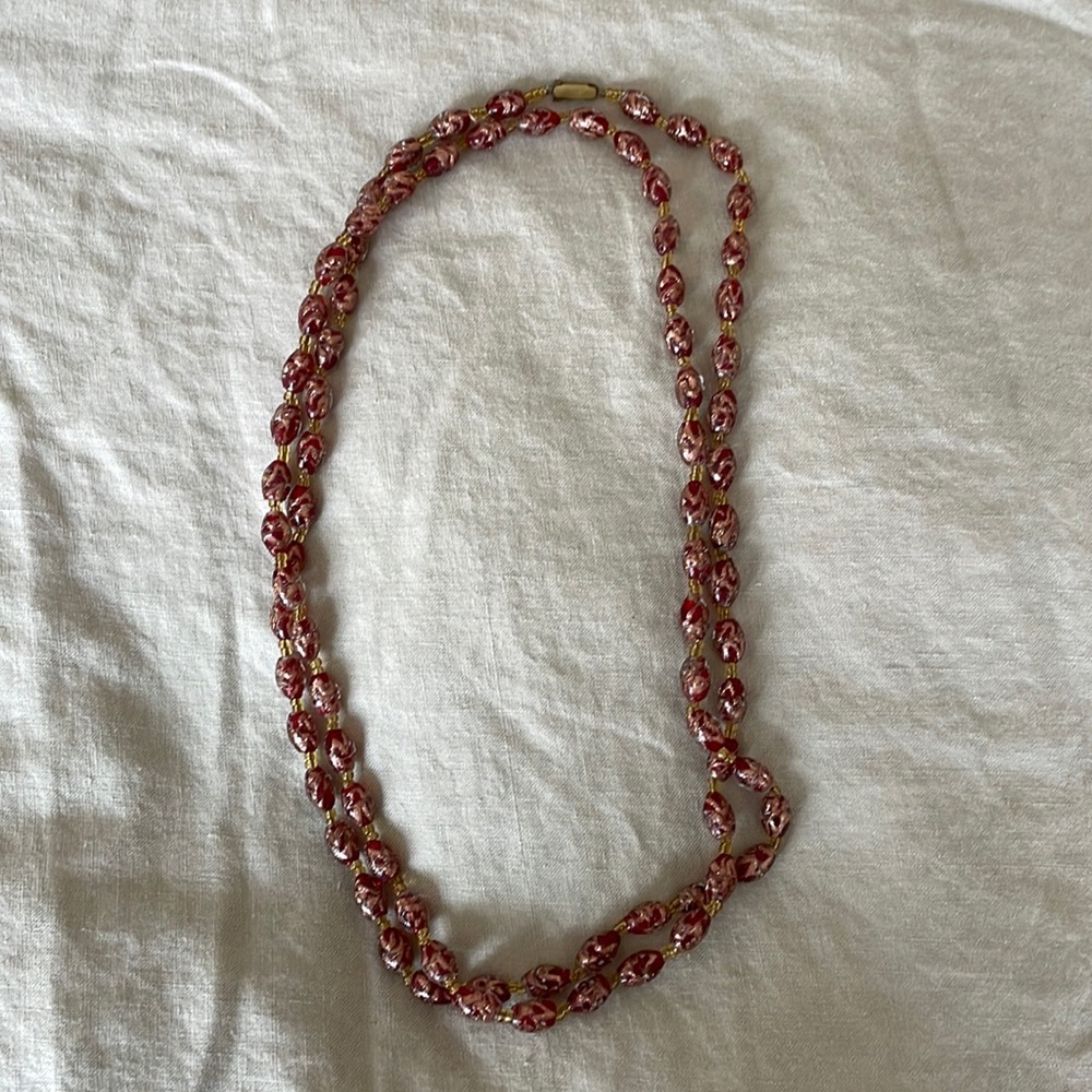 Long glass bead necklace- vintage